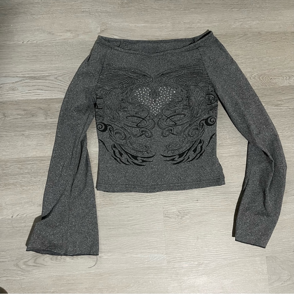Jeweled baby shirt with flared sleeves